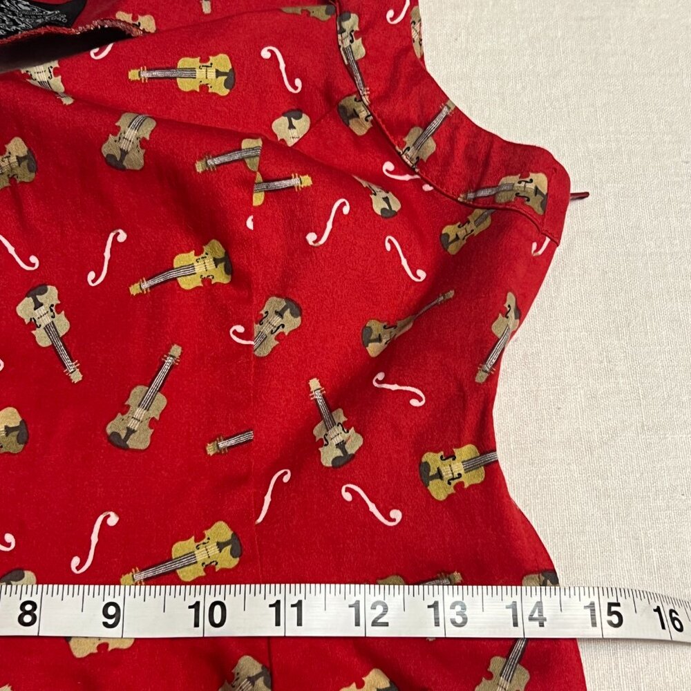 Hearts & Roses Fit Flare Dress Women 8 Red Rockabilly Pinup Retro - Picture 11 of 14